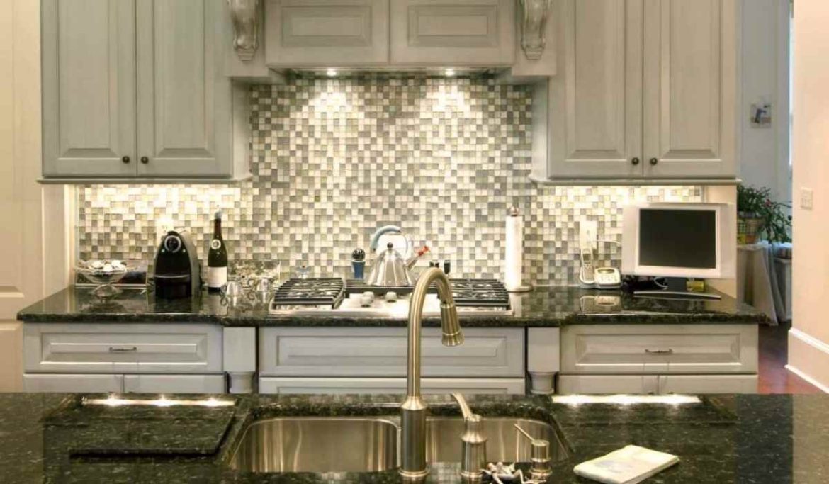 honed marble kitchen backsplash